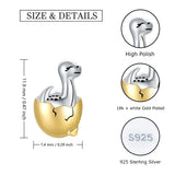 925 Silver Dinosaur Egg Stud Earrings Animal Jewelry Gift