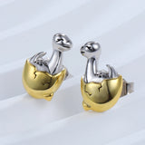 925 Silver Dinosaur Egg Stud Earrings Animal Jewelry Gift