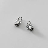 925 Silver Distressed Bow Wind Chime Bell Pendant Christmas Charms