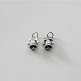 925 Silver Distressed Bow Wind Chime Bell Pendant Christmas Charms