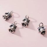 925 Silver Distressed Bow Wind Chime Bell Pendant Christmas Charms