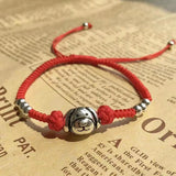 925 Silver Dog Charm Bracelet Red Thread Bangle