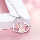 925 Sterling Silver Dog Necklace Animal Heart Pendant Necklace