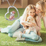 925 Sterling Silver Dog Necklace Animal Heart Pendant Necklace