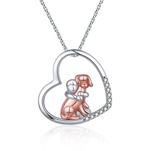 925 Sterling Silver Dog Necklace Animal Heart Pendant Necklace
