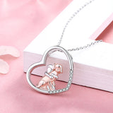 925 Sterling Silver Dog Necklace Animal Heart Pendant Necklace