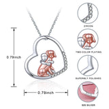 925 Sterling Silver Dog Necklace Animal Heart Pendant Necklace