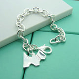 925 Silver Dog Tag Pendant Bracelet for Woman Charm Jewelry Gift