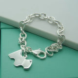 925 Silver Dog Tag Pendant Bracelet for Woman Charm Jewelry Gift