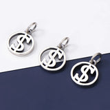 925 Silver Dollar Symbol Circle Charm Money Pendant DIY Jewelry Making