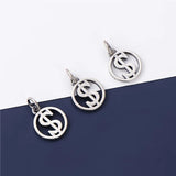 925 Silver Dollar Symbol Circle Charm Money Pendant DIY Jewelry Making