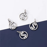 925 Silver Dollar Symbol Circle Charm Money Pendant DIY Jewelry Making