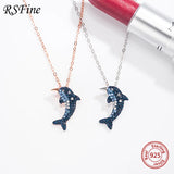 925 Silver Dolphin Necklace with Full Diamond for Women