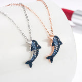 925 Silver Dolphin Necklace with Full Diamond for Women