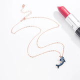 925 Silver Dolphin Necklace with Full Diamond for Women