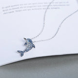 925 Silver Dolphin Necklace with Full Diamond for Women