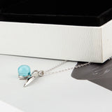 925 Silver Dolphin Tail Pendant Romantic Sea Stone Necklace