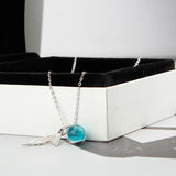 925 Silver Dolphin Tail Pendant Romantic Sea Stone Necklace