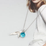 925 Silver Dolphin Tail Pendant Romantic Sea Stone Necklace