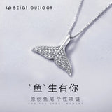 925 Silver Dolphin Tail Necklace Women Fine Jewelry Accessories