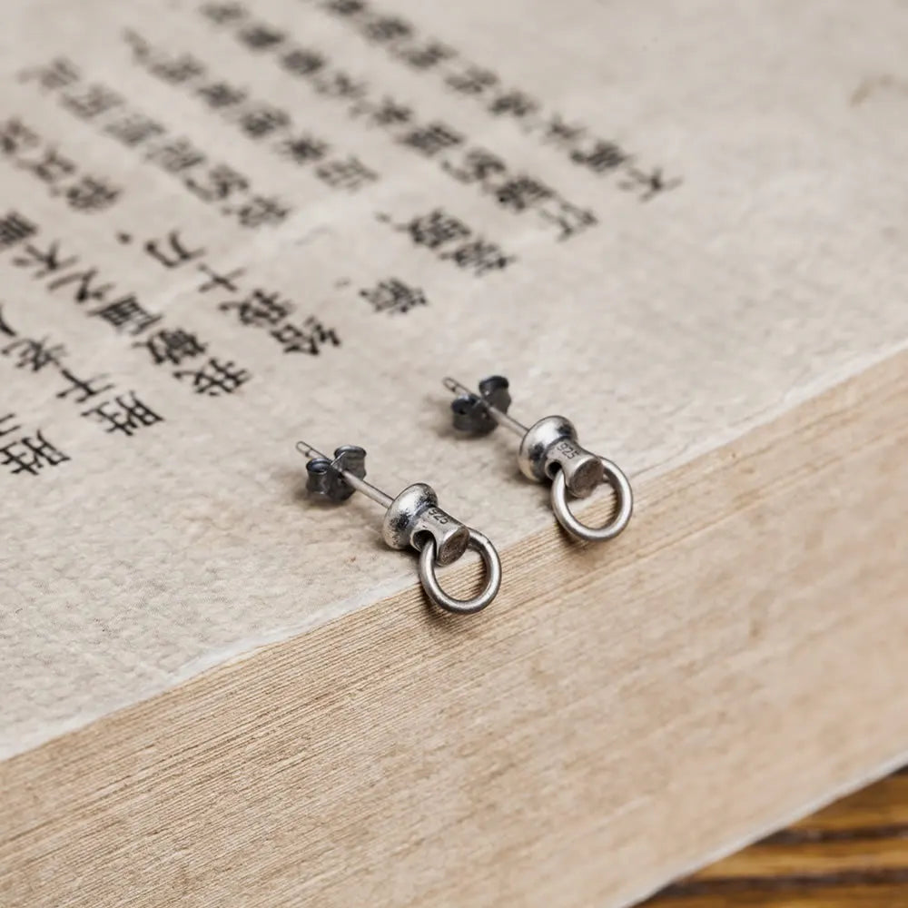 925 Silver Door Knocker Stud Earrings Punk Wedding Jewelry for Women
