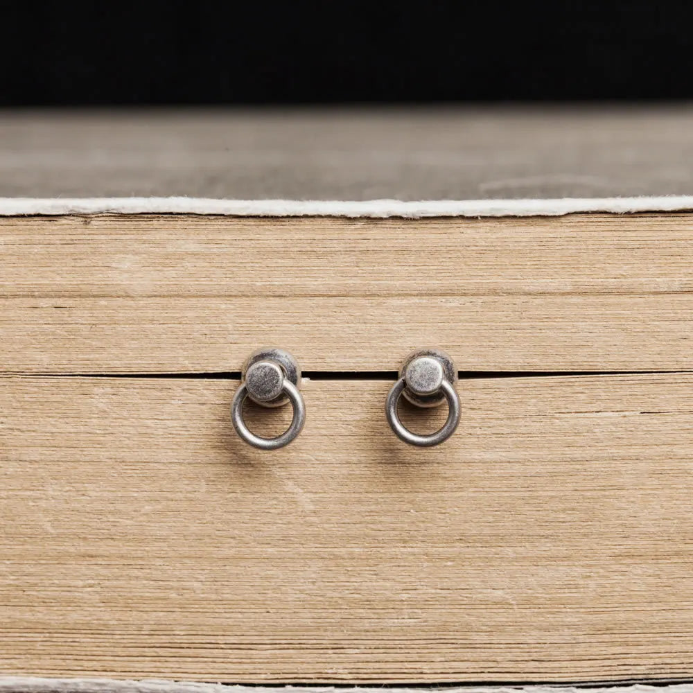 925 Silver Door Knocker Stud Earrings Punk Wedding Jewelry for Women