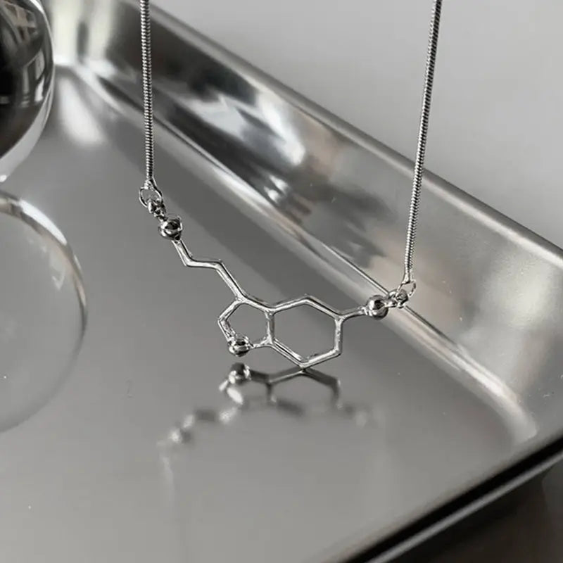 925 Silver Dopamine Molecule Necklace Chemistry Student Gift