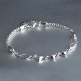 925 Silver Double Angel Wings Bracelet Crystal Charm for Women