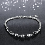 925 Silver Double Angel Wings Heart Charm Bracelets For Women