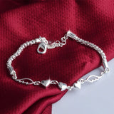 925 Silver Double Angel Wings Bracelet Crystal Charm for Women