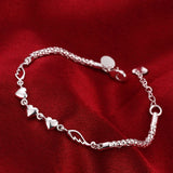 925 Silver Double Angel Wings Heart Charm Bracelets For Women