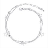 925 Silver Double Beads Chain Bracelet 925 Star Bracelet Fine Bracelet