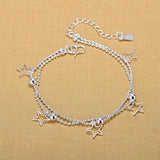 925 Silver Double Beads Chain Bracelet 925 Star Bracelet Fine Bracelet
