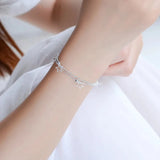 925 Silver Double Beads Chain Bracelet 925 Star Bracelet Fine Bracelet