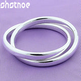 925 Silver Double Circle Bangle Bracelet Man Women Engagement Wedding