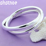 925 Silver Double Circle Bangle Bracelet Man Women Engagement Wedding