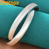 925 Silver Double Circle Bangle Bracelet Man Women Engagement Wedding