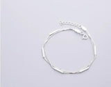925 Sterling Silver Double Box Chain Charm Bracelet for Women