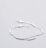 925 Sterling Silver Double Box Chain Charm Bracelet for Women