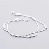 925 Sterling Silver Double Box Chain Charm Bracelet for Women