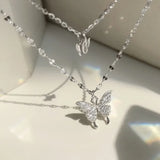 925 Silver Double Butterfly Necklaces & Pendants High Chain