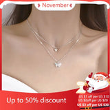 925 Silver Double Butterfly Necklaces Pendant High Sterling-silver-jewelry