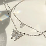 925 Silver Double Butterfly Necklaces & Pendants High Chain