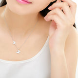 925 Silver Double Butterfly Necklace Romantic Women Fine Jewelry