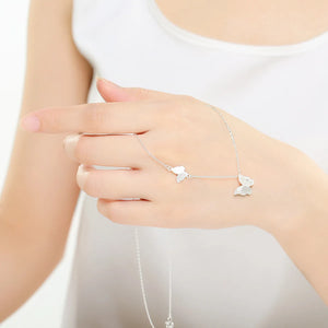 925 Silver Double Butterfly Necklace Romantic Women Fine Jewelry