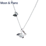 925 Silver Double Butterfly Necklace Romantic Women Fine Jewelry