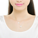 925 Silver Double Butterfly Necklace Romantic Women Fine Jewelry