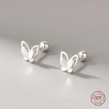 925 Silver Double Butterfly Stud Earrings Animal Earring Girl Piercing Jewelry