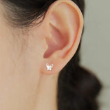 925 Silver Double Butterfly Stud Earrings Animal Earring Girl Piercing Jewelry