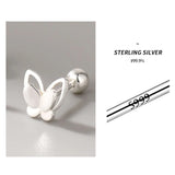 925 Silver Double Butterfly Stud Earrings Animal Earring Girl Piercing Jewelry